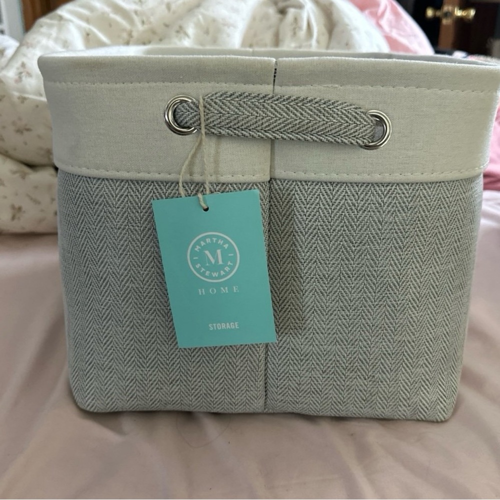 Martha Stewart Home Gray and Cream Storage Bin